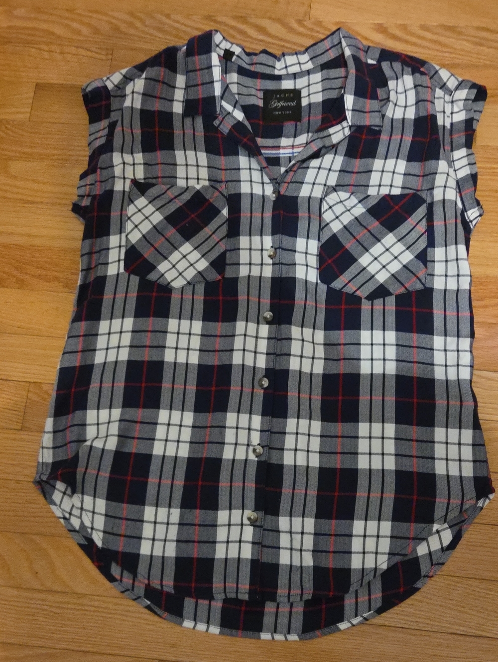 JACHS Navy, White & Red Plaid Button-Front Shirt